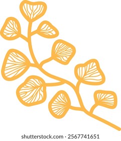 line art design illustration of leaf, flower, and ginkgo