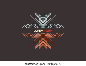 Line art design for invitation, poster, badge, monogram. Elegant luxury design template. Vector illustration.