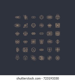 Line art design for invitation, poster, badge, monogram. Elegant luxury design template. Vector illustration. 