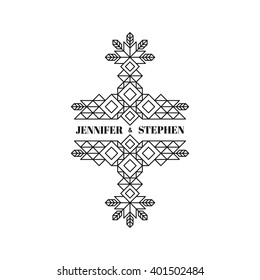 Diseño de línea de arte para invitaciones, afiches, insignias. Elemento lineal. Ilustración de vectores lineales.