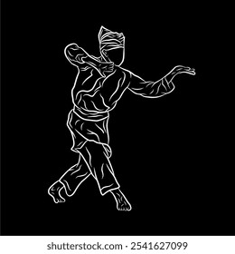 line art design with a martial arts theme, suitable to be used to support design elements