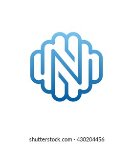 Line art design of the N letter logo
