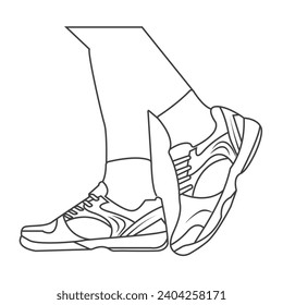 line art design of pink sports shoes black shoes. girls shoes