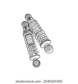 Line art design of a shock absorber. Hand drawn vector illustration shock breaker flat icon. Outline vector doodle illustration. isolated on a white background.