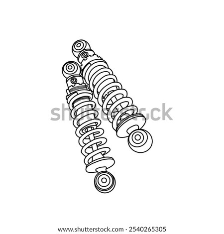 Line art design of a shock absorber. Hand drawn vector illustration shock breaker flat icon. Outline vector doodle illustration. isolated on a white background.