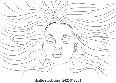 Line art design of sleeping girl