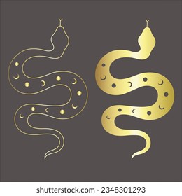 Line Art Design with Snake on the dark Background. Vector Illustration.