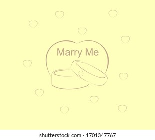 line art design that reads merry me underneath the inscription there are two rings in 
heart and surrounded by 
heart