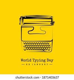 Line art design of typewriter top view vector illustration. Good template for World Typing Day design.