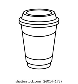 Line art design vector illustration of a takeaway coffee cup
