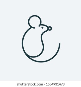 Line art design vector mouse icon logo. Chinese new year 2020 mascot illustration.