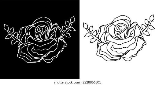 The line art design of a very beautiful and intricate rose flower makes those who see it fascinated