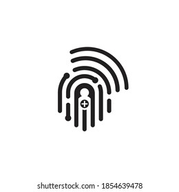 Line art designs that are made like fingerprints and people's icons that can be connected to each other by signals, can be used for logo and icon designs