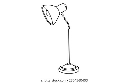 line art of desk Lamp vector illustration