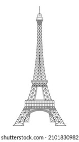 Line art with detailed of effiel tower symbol of Paris France drawing in vector