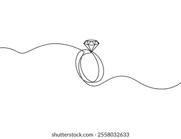  Line Art of a Diamond Engagement Ring