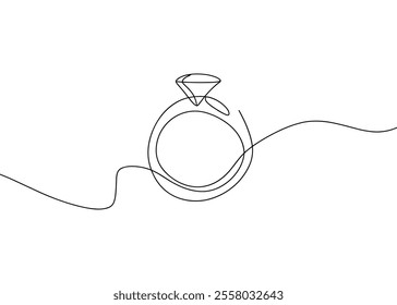  Line Art of a Diamond Engagement Ring