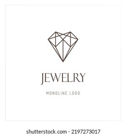 Line Art Diamond Logo Vectordesign. Abstraktes Monoline Diamond Emblem, Designs Konzept. Vorlage für Vektorgrafik-Symbol für geometrische Diamanten