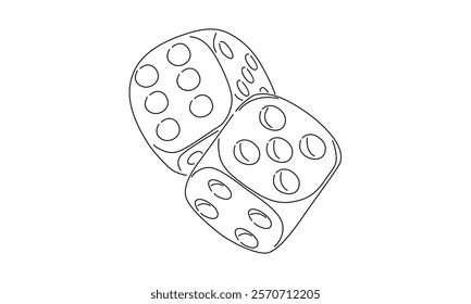 line art of dice illustration