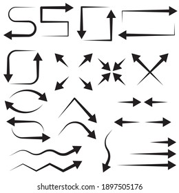 Line art different arrows. Modern thin line design. Arrow set. Stock image. EPS 10.