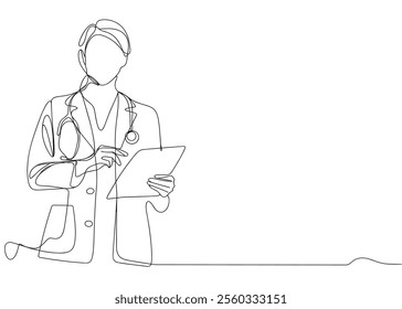  Line Art of a Doctor Holding a Clipboard