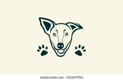 line art dog barking logo