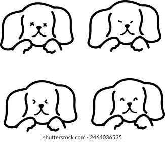 Line Art Dog Emoticons: Fun and Customizable Pups with Editable Emoji Faces