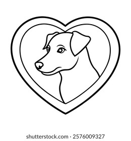 Line Art Dog Head in Love Shape Vector Illustration