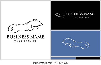 line art dog jumping logo