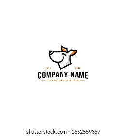 line art dog logo design vector template