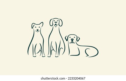 line art dog logo template