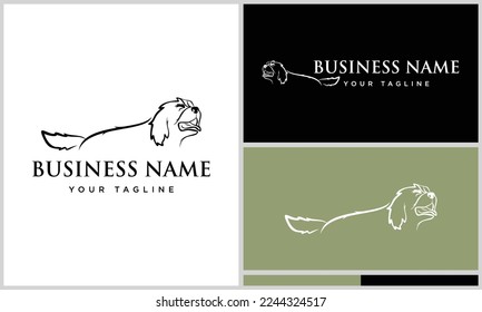 plantilla de logotipo de perros de arte de línea