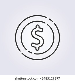 Line Art Dollar Symbol Vektorillustration Design, für Geschäfts- und Finanzsymbol