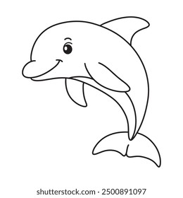 Line art of dolphin cartoon jumping vector