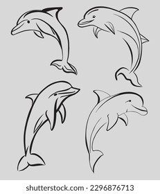 Line art of dolphins icon vector illustration. This is an editable and printable high quality vector eps file. Good use for symbol, icon, logo, T-shirt design, avatar or any design.