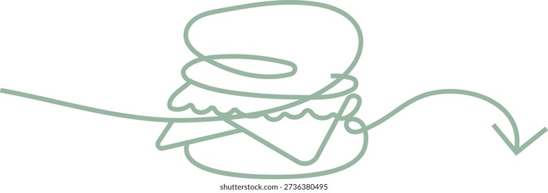 line art doodle arrow icon forming burgers, for diagrams, navigation, presentations or creative design