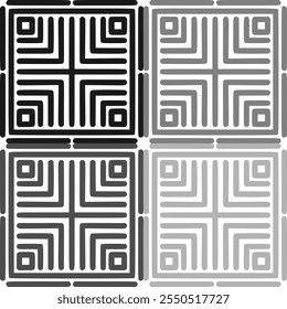 Arte de línea Doodle Obra de arte abstracto sin fisuras decoración gráfica geométrica Plantilla de contorno étnico Fondo de pantalla impreso patrón de tela dibujado a mano contorno forma de fondo Ombre blanco y negro 
