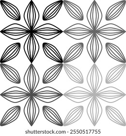 Arte de línea Doodle Obra de arte abstracto sin fisuras decoración gráfica geométrica Plantilla de contorno étnico Fondo de pantalla impreso patrón de tela dibujado a mano contorno forma de fondo Ombre blanco y negro 
