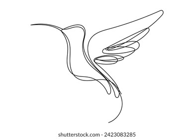 Línea Art Doodle Colibri Bird Resumen de Silhouette. Línea De Curva Símbolo Pequeño Símbolo De Ave Logo Aislado En Fondo Blanco. Símbolo de la línea dibujada con el símbolo del icono del elemento de mascota de aves extrañas. 