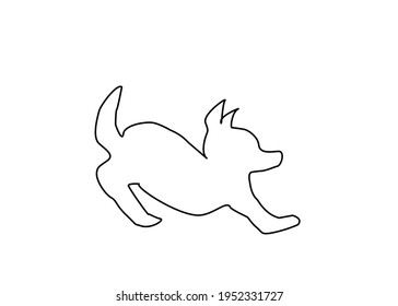 Line art, doodle of dog .isolate on white background. Copy space for your text.