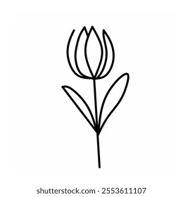 Line art doodle flower illustration design 