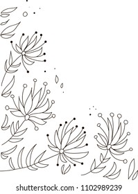Line art. Doodle flowers. Vector EPS 10.