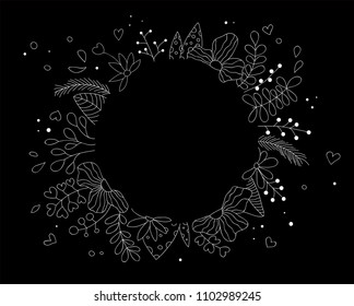 Line art. Doodle flowers. Vector EPS 10.
