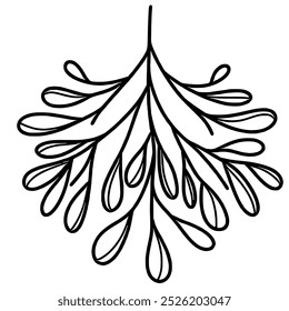 Linha arte doodle Desenhado à mão Natal inverno gráfico vetor ilustração isolado no fundo branco cor editável Mistletoe