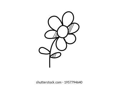 line art doodle ivon flower color black