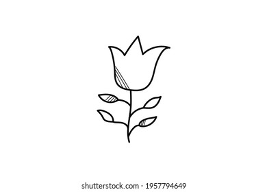line art doodle ivon flower color black