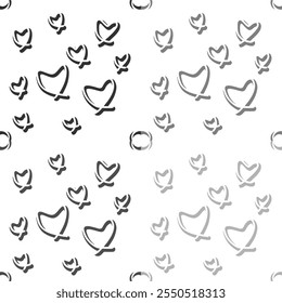 Arte de línea Doodle Amor Corazón Obra de arte abstracto sin fisuras Decoración gráfica geométrica Contorno étnico Plantilla Fondo de pantalla Patrón de tela impresa Dibujado a mano Contorno Forma de fondo Ombre Negro y blanco
