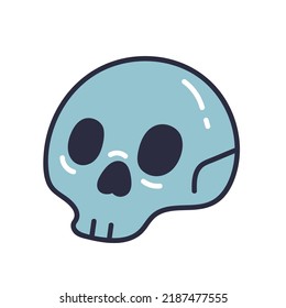 Line art doodle skull head isolated on white background vector design graphic element illustration
