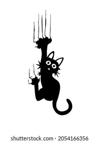 Line art, doodle,line background of Cat cartoon isolate on white background. Concept card ,put color , cute texture, fabric. Copy space for your text. Vector illustration.
