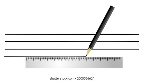 Line art, doodle.Pencil and ruler icon in trendy outline style design. House planning icon line symbol. Vector illustration 